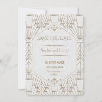 Royal White Gold Great Gatsby Save the Date