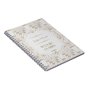 Royal White Gold Great Gatsby Wedding Planner Notizblock