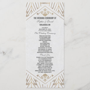 Royal White Gold Great Gatsby Wedding Program Programm
