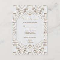 Royal White Gold Great Gatsby Wedding RSVP