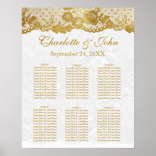Royal White Gold Lace Sitzplan Poster