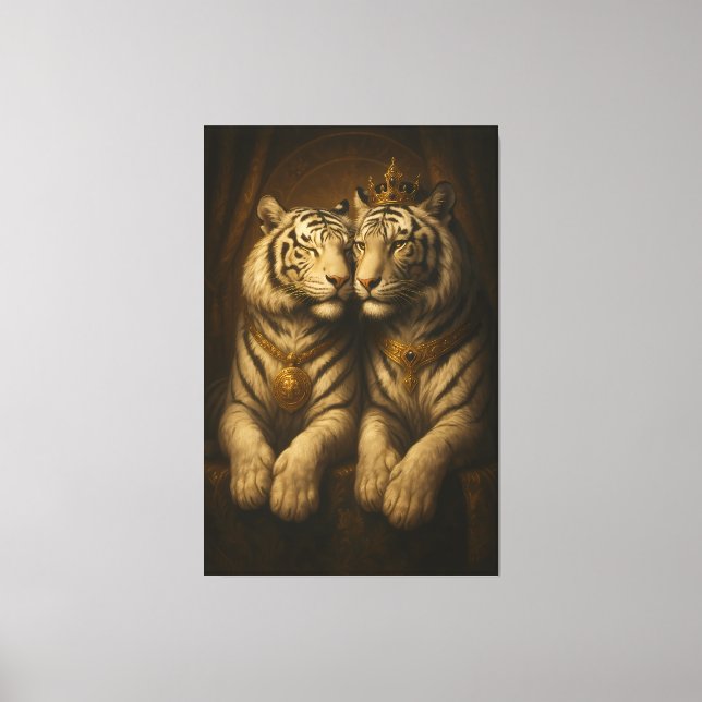 Royal White Tiger Couple • Fine Art Canvas Leinwanddruck (Vorderseite)