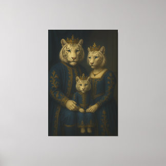 Royal White Tiger Family · Blue Sapphire Crown Can Leinwanddruck