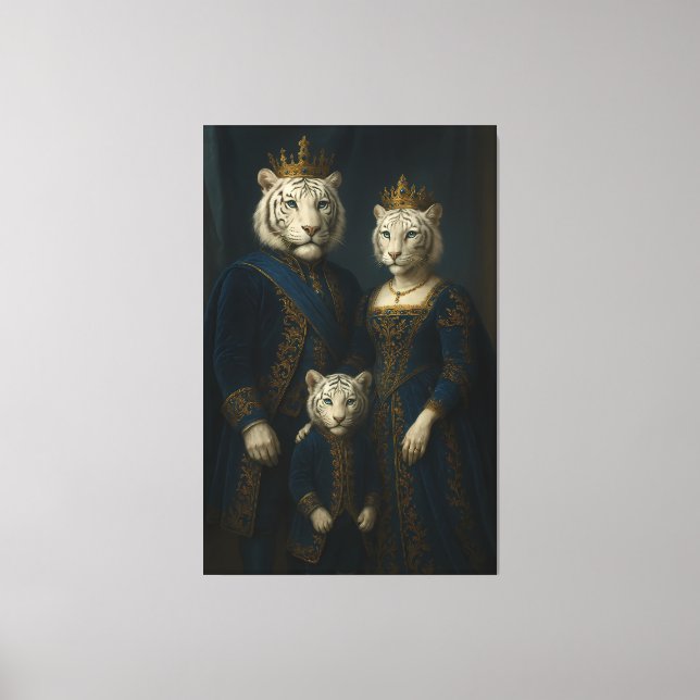 Royal White Tiger Family · Blue Sapphire Crown Can Leinwanddruck (Vorderseite)