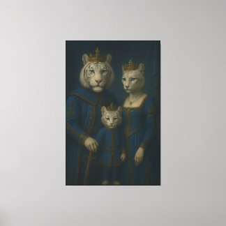 Royal White Tiger Family · Blue Sapphire Crown Can Leinwanddruck