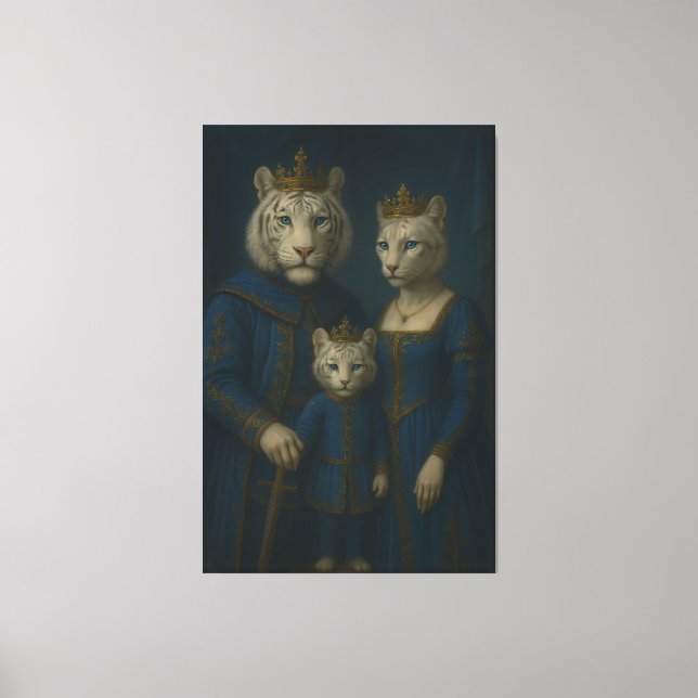 Royal White Tiger Family · Blue Sapphire Crown Can Leinwanddruck (Vorderseite)