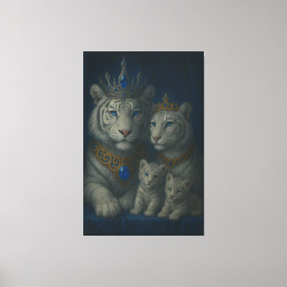 Royal White Tiger Family · Blue Sapphire Crown Can Leinwanddruck