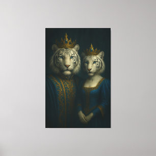 Royal White Tiger König & Königin – Saphir-Krone N Leinwanddruck