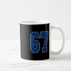 Royalblaue und weiße Nummer 67 Trikot Spieler Unif Kaffeetasse