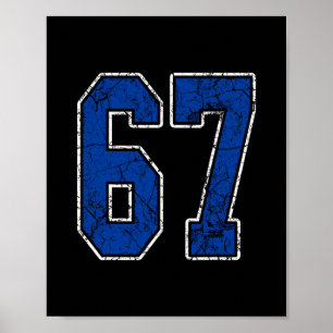 Royalblaue und weiße Trikot-Spielernummer 67 Poster