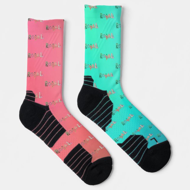 RoyaLi, Blumenschreiben | Rosa und Türkis Socken (Rechts)