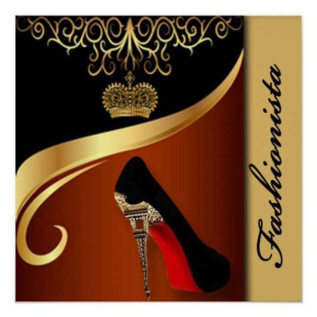 Royality Paris High Heel & Gold Crown Muster Poster (Vorderseite)
