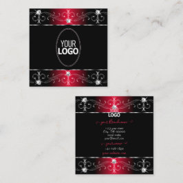 Royally Black Red Verziert Ornaments Jewels Logo h Quadratische Visitenkarte