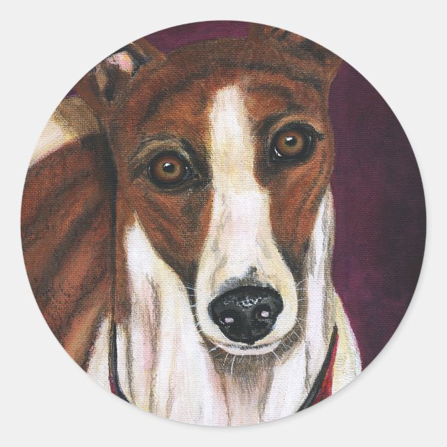 Royalty - Greyhound Art Runder Aufkleber (Vorderseite)