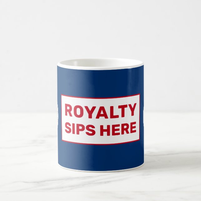 Royalty Sips Here Fun King's Coronation Patriotic Kaffeetasse (Mittel)