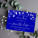 Royblau-blaue Birthday-Drehbuch Save The Date<br><div class="desc">Ein trendiger Save the Date für eine 30. Geburtstagsfeier (oder ein beliebiges Alter). Ein königsblauer Hintergrund mit weißen Sternen. Der Text: Save the Date ist mit einem großen angesagten,  handgeschriebenen Stilskript geschrieben. Weiße Buchstaben.</div>