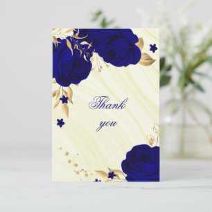 Royblau Gold floral Dankeschön Karte