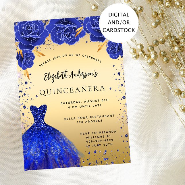 Royblau-goldener Glitzer aus Quinceanera Einladung (Von Creator hochgeladen)