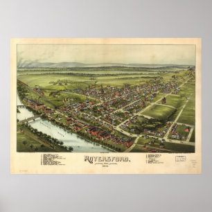 Royersford Pennsylvania 1893 Antike Panoramakarte Poster