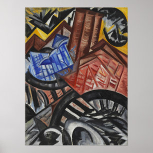 Rozanova - Fabrik und Brücke 1913 Poster