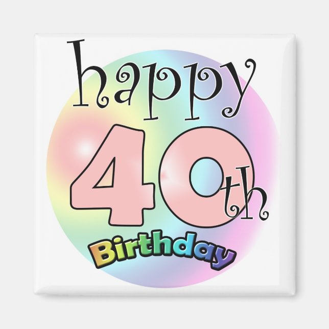 Roze Happy 40th Birthday Magnet (Vorne)