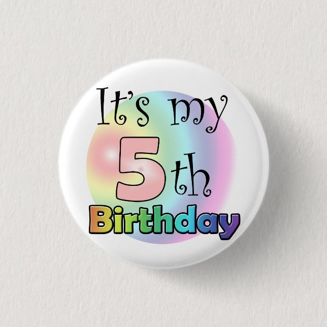 Roze It's my 5th Birthday Button (Vorderseite)