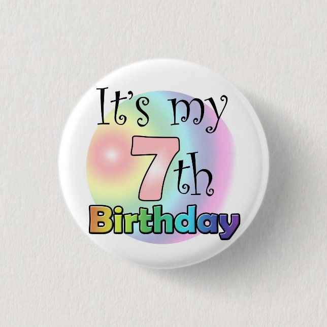 Roze It's my 7th Birthday Button (Vorderseite)
