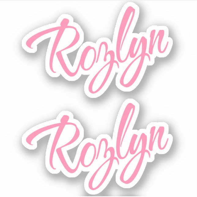 Rozlyn Name Rosa Cursive Schriftart x2 Aufkleber (Vorderseite)