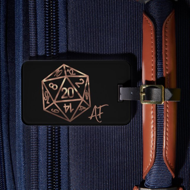 RPG Crit AF | Copper Tabletop PnP Roleplayer Dice Gepäckanhänger (Vorderseite Insitu 4)