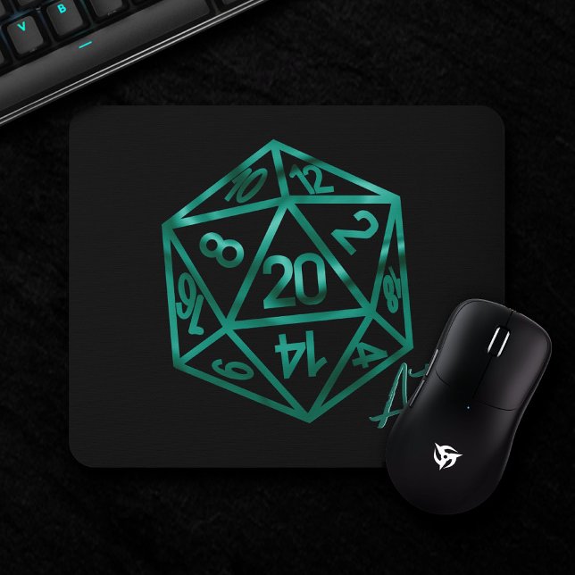 RPG Crit AF | Emerald Fantasy Tabletop Gamer Dice Mousepad (Von Creator hochgeladen)