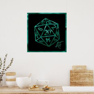 RPG Crit AF   Emerald Fantasy Tabletop Gamer Dice Poster