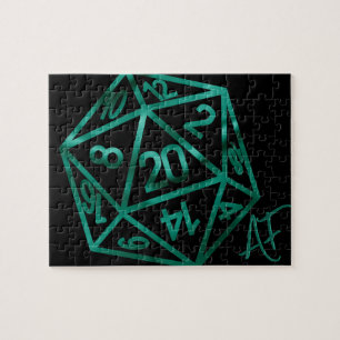 RPG Crit AF   Emerald Fantasy Tabletop Gamer Dice Puzzle