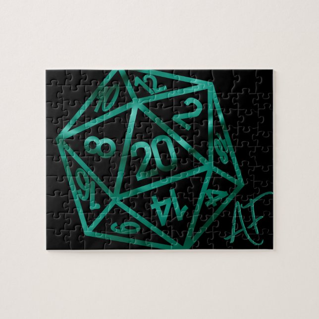 RPG Crit AF | Emerald Fantasy Tabletop Gamer Dice Puzzle (Horizontal)