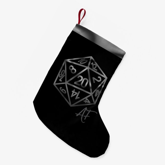 RPG Crit AF | Fantasy Tabletop Retro Gamer Dice Kleiner Weihnachtsstrumpf (Vorderansicht (hängend))