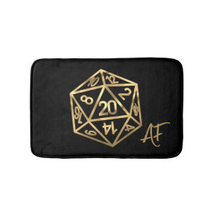RPG Crit AF Gold Fantasy Tabletop Gamer Dice Badematte