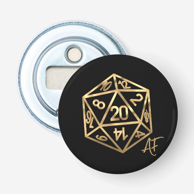 RPG Crit AF | Gold Fantasy Tabletop Gamer Dice Flaschenöffner (Vorderseite)
