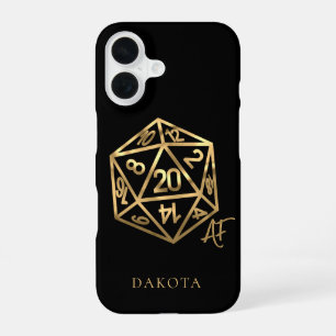 RPG Crit AF Gold Fantasy Tabletop Gamer Dice iPhone 16 Hülle