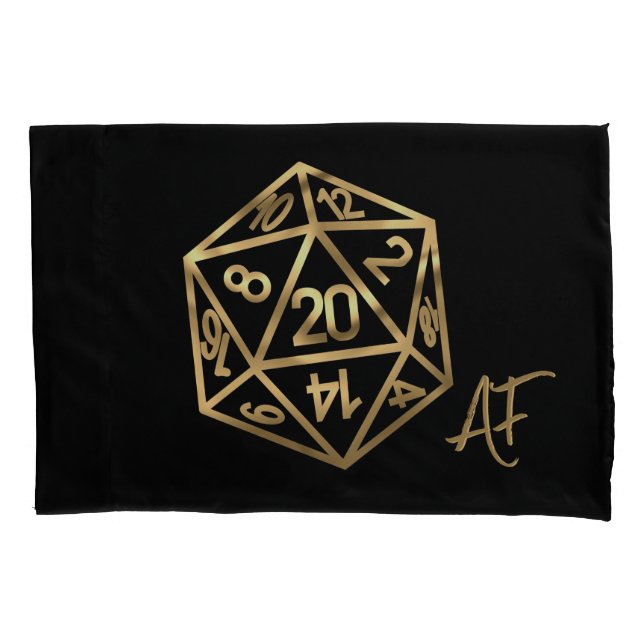 RPG Crit AF | Gold Fantasy Tabletop Gamer Dice Kissenbezug (Vorderseite)