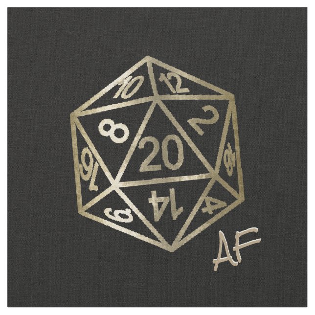 RPG Crit AF | Gold Fantasy Tabletop Gamer Dice Stoff (Nahaufnahme)