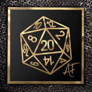 RPG Crit AF   Gold Fantasy Tabletop PnP Gamer Dice Fliese