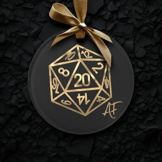 RPG Crit AF | Gold Retro Tabletop Role Player Dice Ornament (Von Creator hochgeladen)