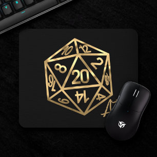 RPG Crit AF   Gold Retro Tabletop Roleplayer Dice Mousepad