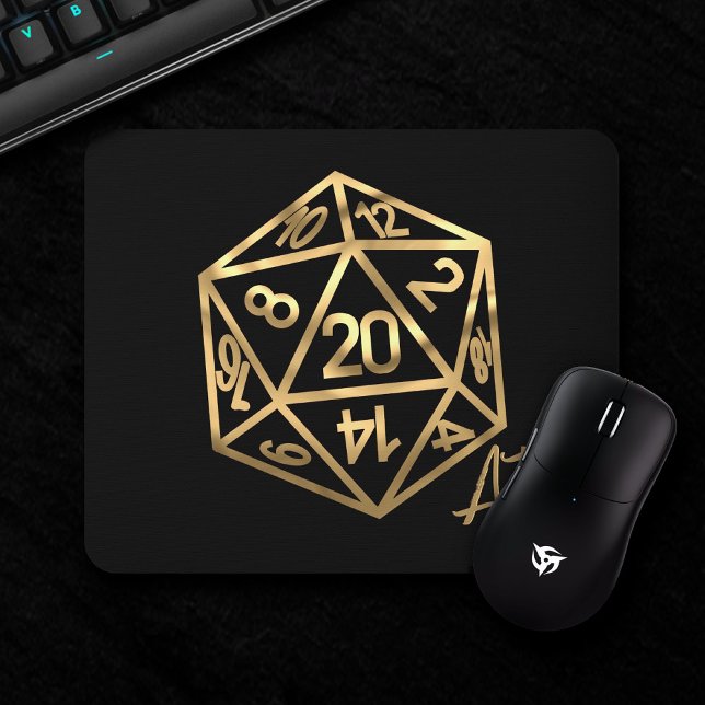 RPG Crit AF | Gold Retro Tabletop Roleplayer Dice Mousepad (Von Creator hochgeladen)