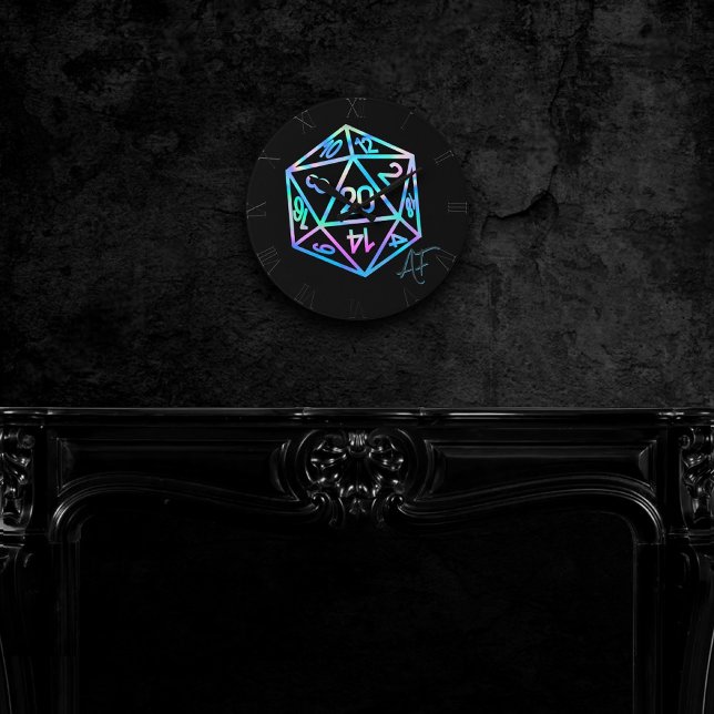 RPG Crit AF | Holo Retro PnP Tabletop Gamer Dice Runde Wanduhr (Von Creator hochgeladen)