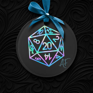 RPG Crit AF   Holo Retro Tabletop Roleplayer Dice Ornament