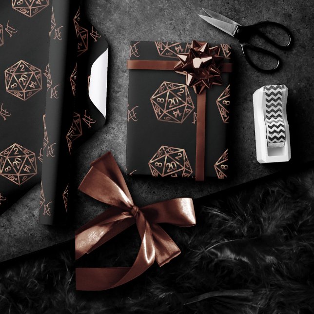 RPG Crit AF | Kupfer Fantasy Tabletop Gamer Dice Geschenkpapier (Von Creator hochgeladen)