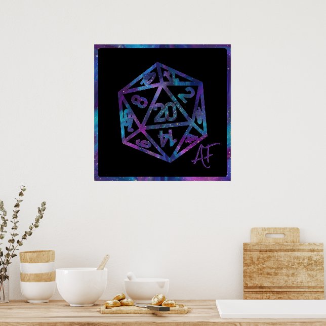 RPG Crit AF | Nebula Fantasy Tabletop Gamer Dice Poster (Küche)