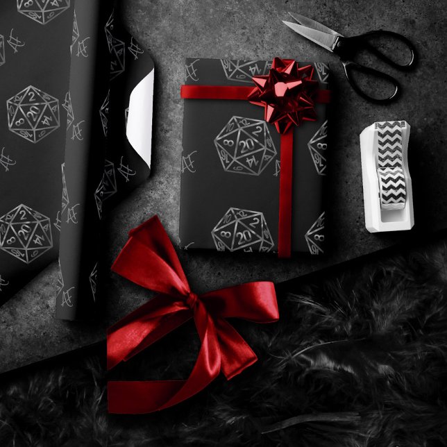RPG Crit AF | Silver Fantasy Tabletop Gamer Dice Geschenkpapier (Von Creator hochgeladen)