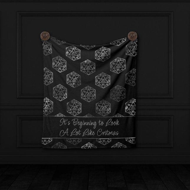 RPG Critmas | Fantasy Tabletop Retro Gamer Dice Fleecedecke (Von Creator hochgeladen)