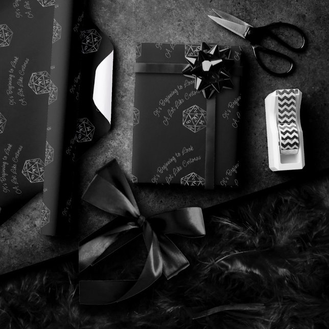 RPG Critmas | Fantasy Tabletop Retro Gamer Dice Geschenkpapier (Von Creator hochgeladen)